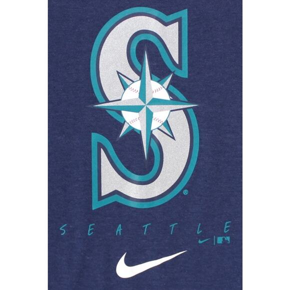 Nike Seattle Mariners MLB Navy White Sleeve T-Shirt Men's Size Large - Picture 3 of 8